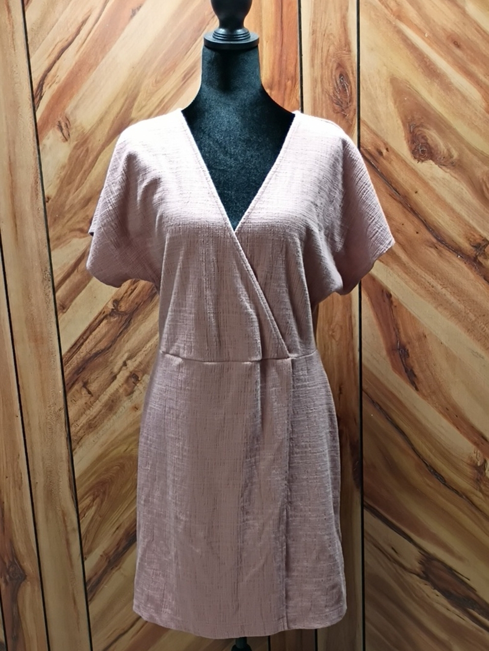 Madewell Textured Faux Wrap Mini Dress Dusty Pink Size L